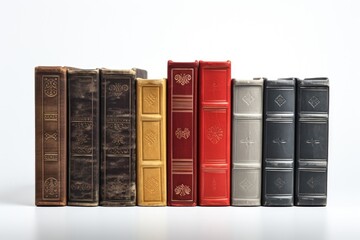 Poster - A row of books sitting next to each other. Perfect for educational or library-related projects