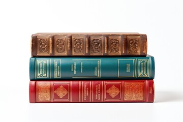 Poster - A stack of three books sitting on top of each other. Perfect for educational or library-themed designs