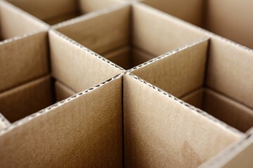 Aufkleber - A detailed close up view of a cardboard box. Can be used for packaging, moving, or storage purposes