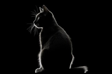 Poster - A black and white photo of a cat. Suitable for various uses