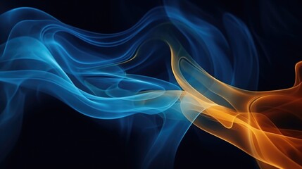 Poster - Blue and orange smoke captured in a close-up shot. Can be used for various creative projects