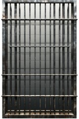 Poster - A picture of a jail cell with sturdy iron bars and a simple bench. Perfect for illustrating incarceration, punishment, or the justice system.