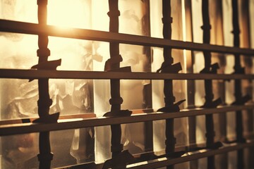 Poster - A close-up view of a window with a lot of glass. Can be used to depict architecture, interior design, or natural lighting