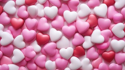 Wall Mural - A large pile of pink and white hearts. Perfect for Valentine's Day or love-themed projects