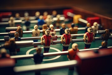 Poster - A foosball table with a collection of figurines. Perfect for sports enthusiasts or game night gatherings