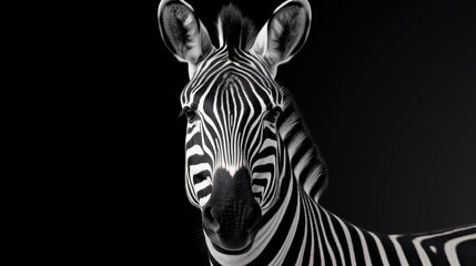 Poster - A black and white photo of a zebra, suitable for various uses