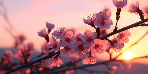 Poster - A close-up view of a branch of a tree with beautiful flowers. Perfect for nature and floral themes