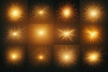 Poster - A vibrant collection of nine unique types of fireworks. Perfect for adding excitement and celebration to any occasion