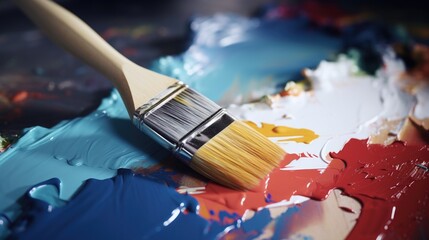 Poster - Paintbrush on a palette, perfect for artists and creatives