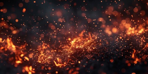 Poster - A close-up image of a fire with a multitude of sparks flying