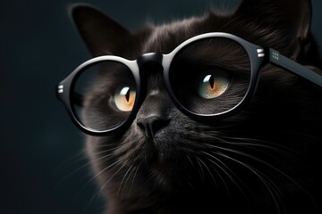 Aufkleber - Close up of a cat wearing glasses. Perfect for animal lovers and pet-themed designs