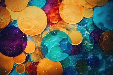Poster - A close-up view of a collection of various colored circles. This image can be used for a wide range of projects and designs