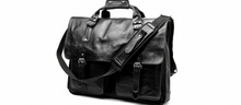 Stylish Black Leather Messenger Bag With Laptop Protection For Men.