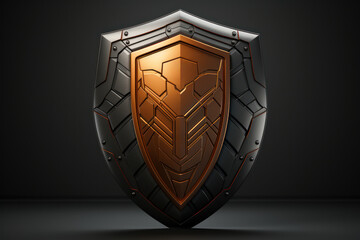Poster - a chic, stylized shield icon adorned with patterns represents resilience and protection in financial