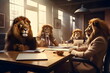 © dobok - group of business lion meeting conference in office, Generative AI