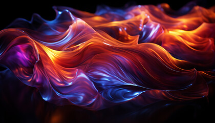 Canvas Print - Glowing flame curves in smooth futuristic pattern generated by AI