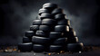 A pile of tires stacked on top of each other