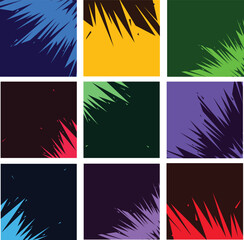 Poster - Collection of Colorful sports poster designs in square size, editable vector. Modern and elegant shapes backdrop posters