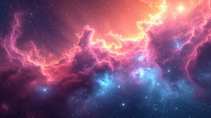  a colorful sky filled with lots of stars and a star filled sky with lots of stars and a bright red and blue cloud.