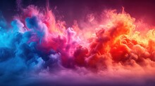  A Colorful Cloud Of Smoke On A Black Background With A Red, Orange, Blue, And Pink Color Scheme.