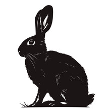 A Full Body Black Silhouette Of A Rabbit 2