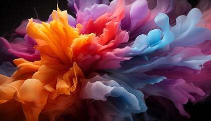 Poster - Vibrant colors create a beautiful abstract flower generated by AI