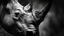  A Close Up Of A Rhino's Face With A Black And White Photo Of The Rhino's Face.