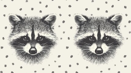 Poster - Two raccoons are shown on a white background, AI