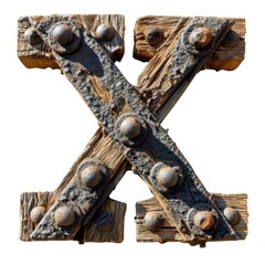 Wall Mural - a letter x made of wood and metal