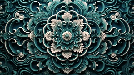 Abstract relief oriental pattern. Neural network AI generated art