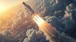 Majestic Space Rocket Launch Igniting the Sky in a Breathtaking 3D Render