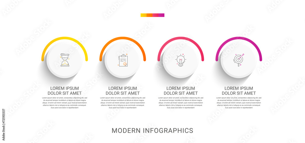 Circle vector infographic template with 4 steps and options for annual ...