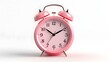 © Vladimir - Pink alarm clock in retro style isolated on white background. Time and morning concept.