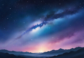 Wall Mural - Night Sky Watercolor Painting