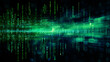© Helen-HD - Abstract technological digital green background. Cyberspace and the concept of digital data. Blurred background. Digital illustration. Template for the cover of a music track, a computer game.