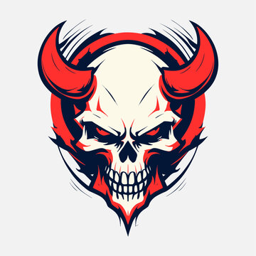 red devil skull head with horns vector shirt