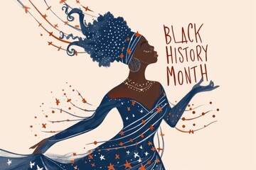 Wall Mural - African American woman cartoon for Black History Month Generative AI