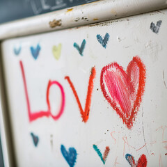 Wall Mural - Inspirational Love - Word 'Love' written on a whiteboard in artistic calligraphy Gen AI