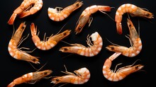 Shrimp On A Black Background. Neural Network AI Generated Art