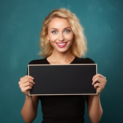 Poster - person holding a blackboard