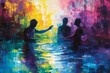 An artistic representation of jesus' baptism With a modern aesthetic and vibrant colors