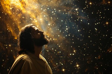 jesus under a canopy of stars symbolizing the infinite nature of divine love