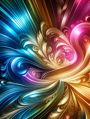 Wall Mural - abstract flower texture computer wallpaper and background with waves and curves in vivid colors. art