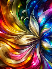 Wall Mural - abstract flower texture computer wallpaper and background with waves and curves in vivid colors. art