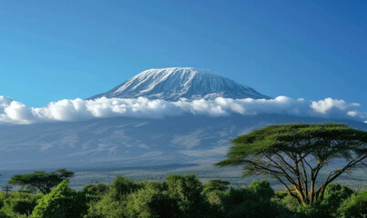 Wall Mural - Snow on top of Mount Kilimanjaro in Tanzania