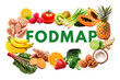 Low Fodmap diet food frame over isolated transparent background