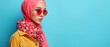 Trendy Woman in Red Hijab with Sunglasses.