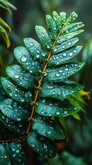 Sticker - fern leaf with water drops