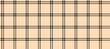 © vika_k - Seamless beige windowpane pattern. Checkered plaid repeating background. Tattersall tartan texture print for textile, fabric. Repeated neutral check wallpaper. Vector backdrop