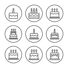 Wall Mural - Cake icon set  vector. Cake sign and symbol. Birthday cake icon